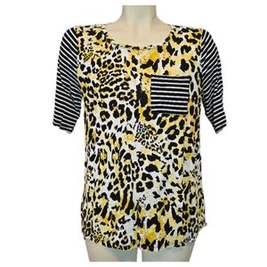 Leopard Print and Striped Women's Top